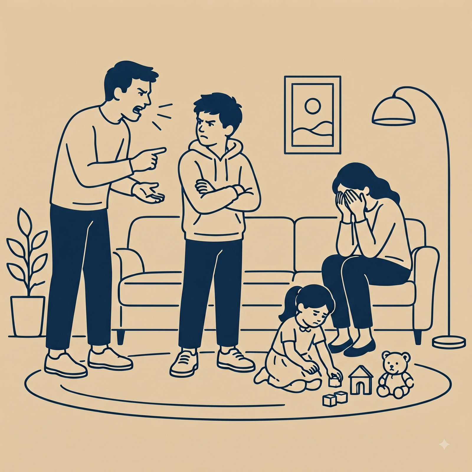Illustration representing family counselling and therapy sessions