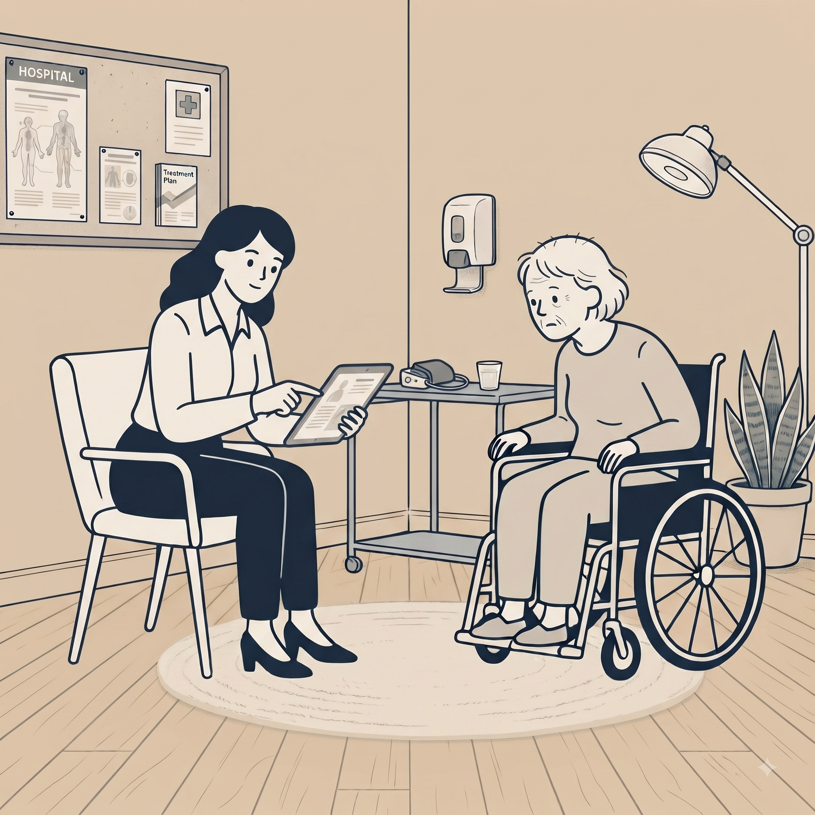 Illustration representing specialized approaches including pain and palliative care counselling