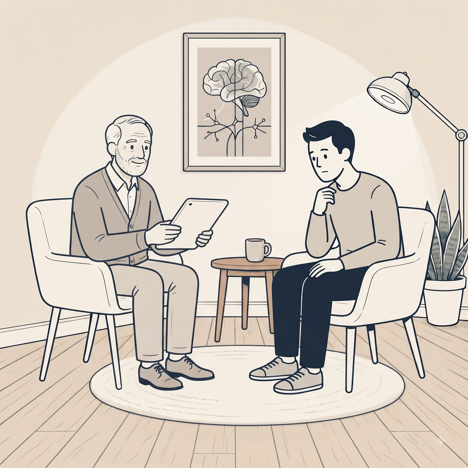 Illustration representing schools of psychotherapy and therapeutic approaches