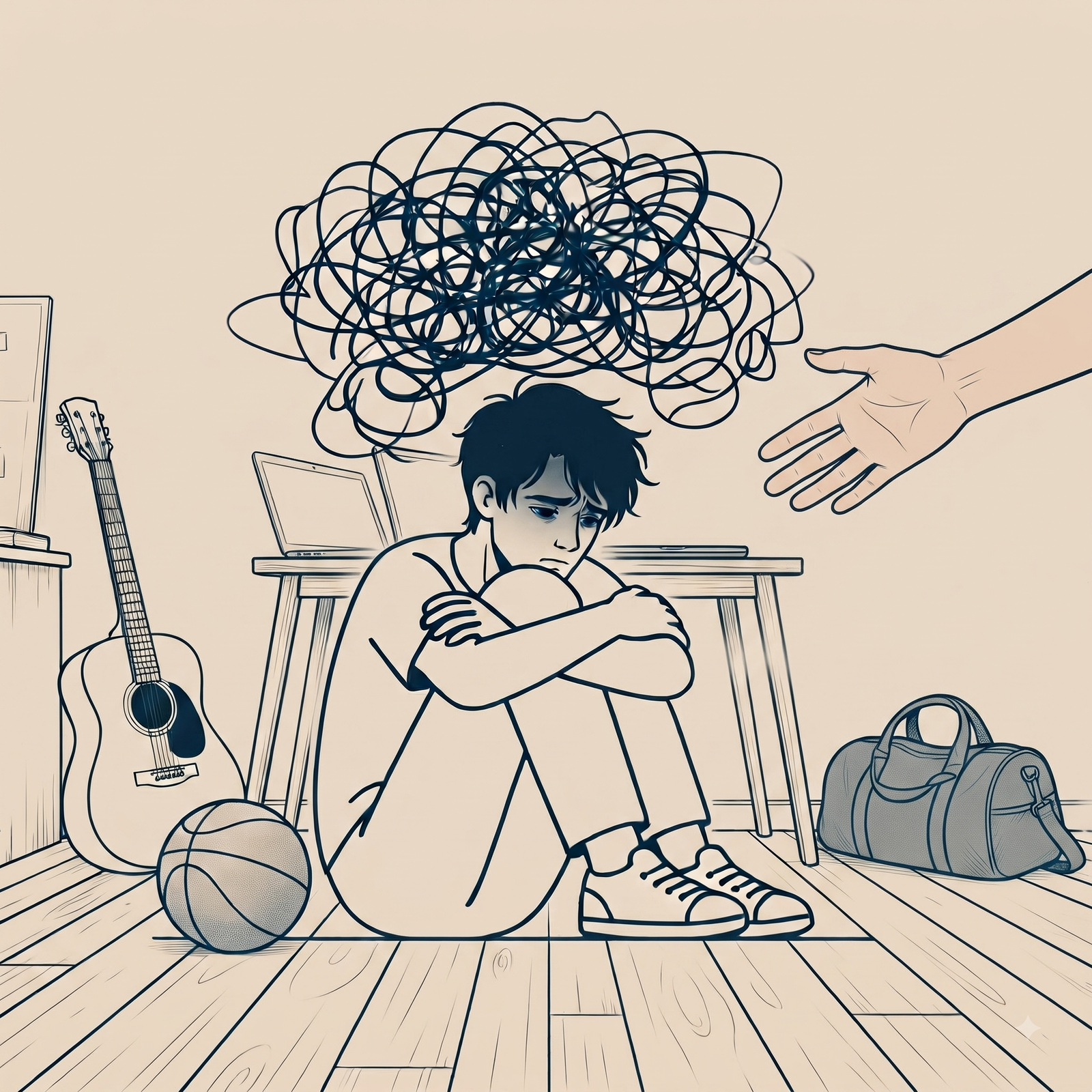 Illustration representing suicide prevention counselling and helpline support
